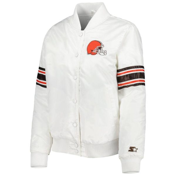 Women’s Starter White Cleveland Browns Varsity Jacket