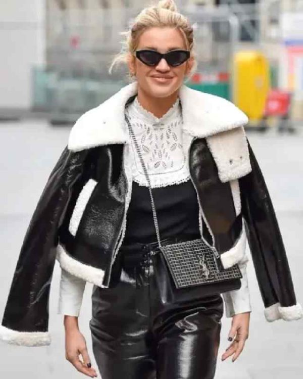 Ashley Roberts Christmas Shearling Aviator Jacket