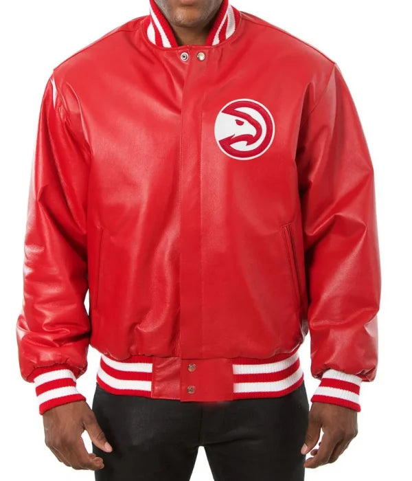 Atlanta Hawks Leather Varsity Jacket