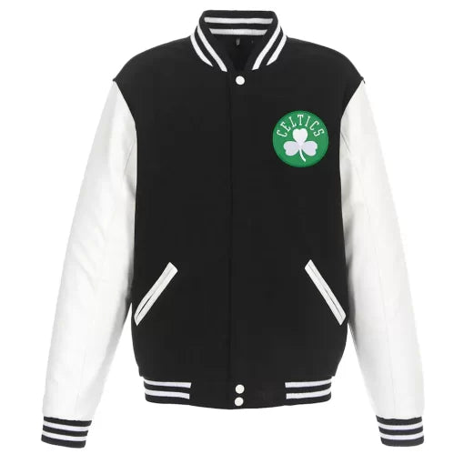 Boston Celtics Black and White Varsity Jacket