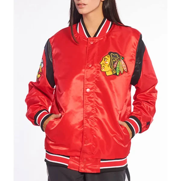 Chicago Blackhawks Teddy Red Satin Jacket