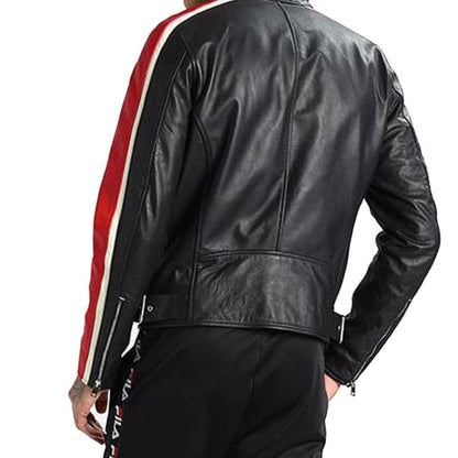 Men’s JCM251 Red & White Biker Jacket