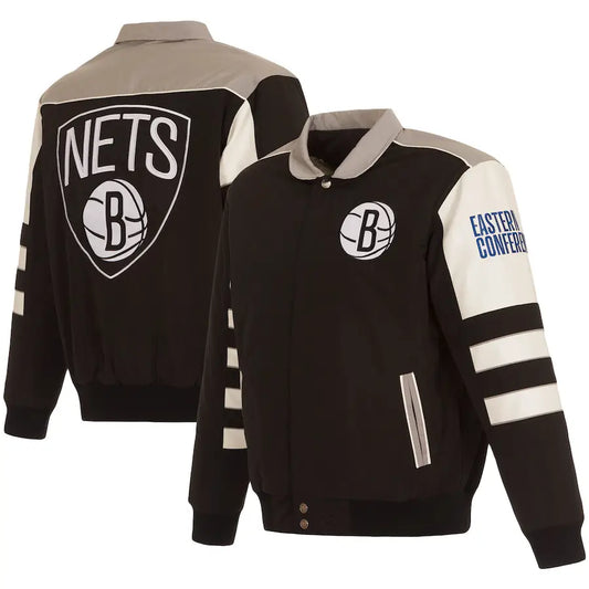 Brooklyn Nets Black Stripe Colorblock Jacket