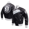 Brooklyn Nets Script Tail Satin Varsity Jacket