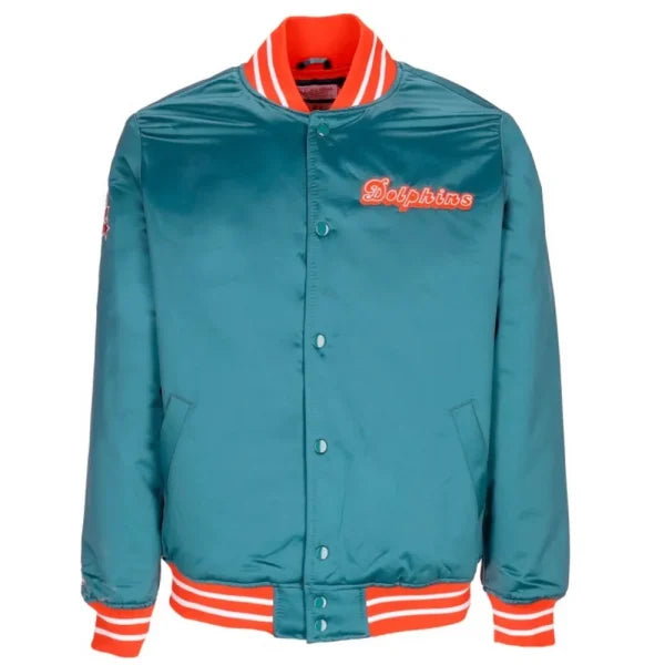 Midfield Miami Dolphins Aqua Varsity Satin Jacket