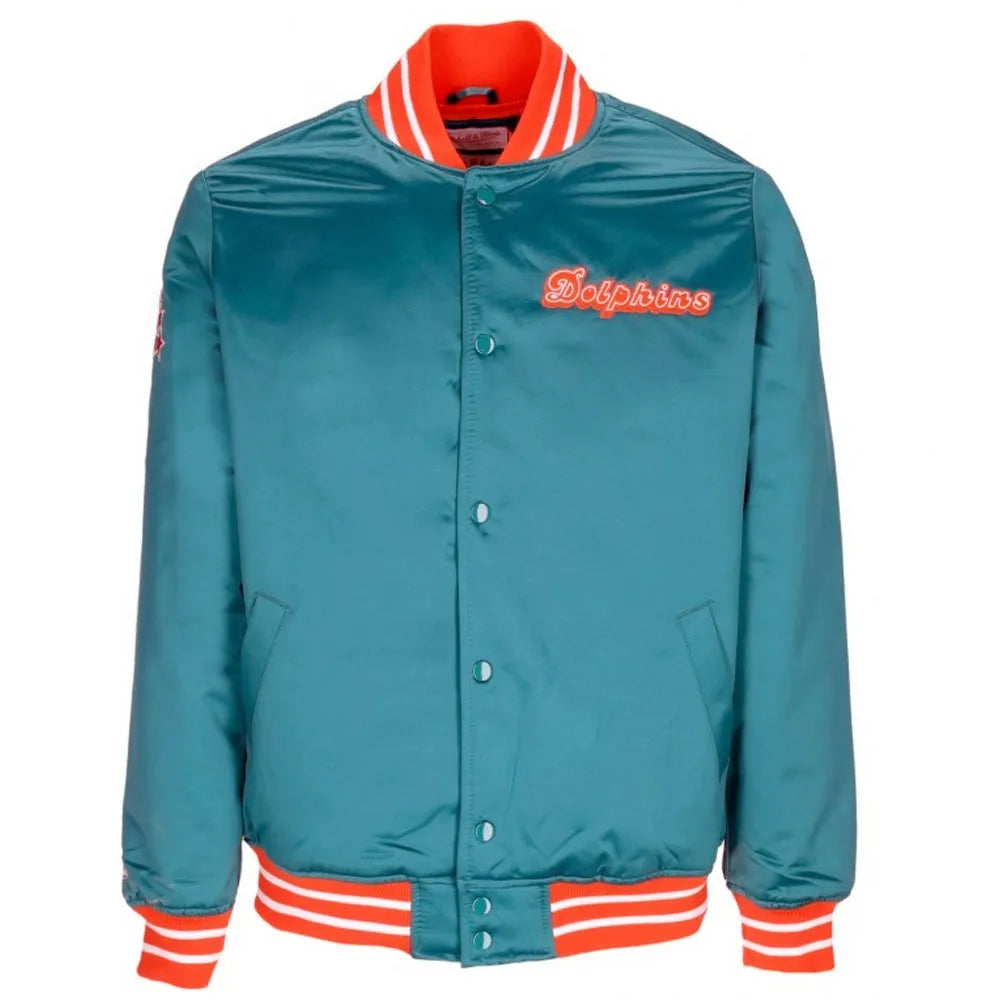 Midfield Miami Dolphins Aqua Varsity Satin Jacket