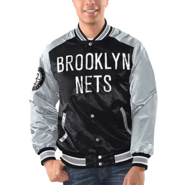 Brooklyn Nets Renegade Satin Varsity Jacket