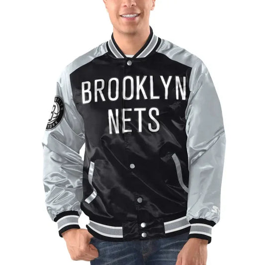 Brooklyn Nets Renegade Satin Varsity Jacket