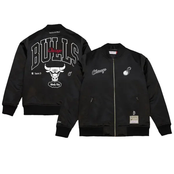 Chicago Bulls Black SUGA x NBA Glitch Bomber Jacket