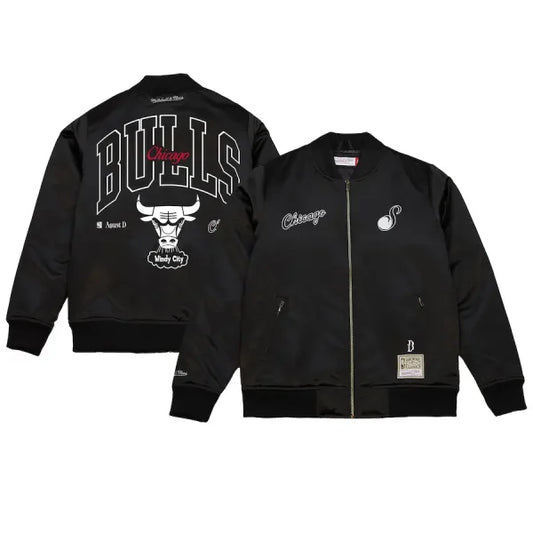 Chicago Bulls Black SUGA x NBA Glitch Bomber Jacket