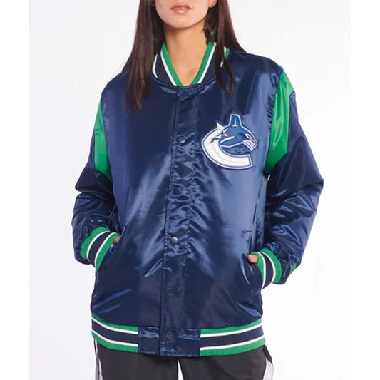 Vancouver Canucks Teddy Blue Satin Jacket