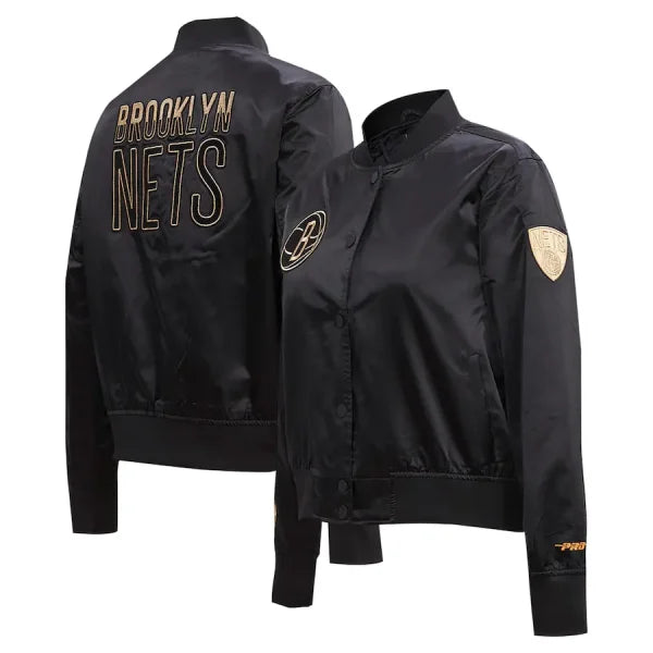 Brooklyn Nets Black Glam Varsity Jacket