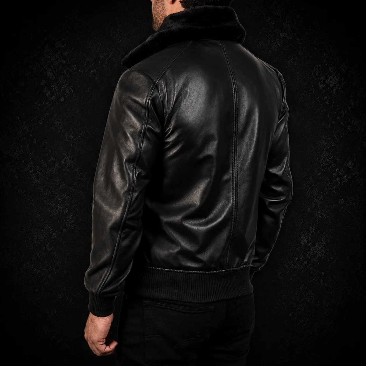 Airin G-1 Black Leather Bomber Jacket alternate