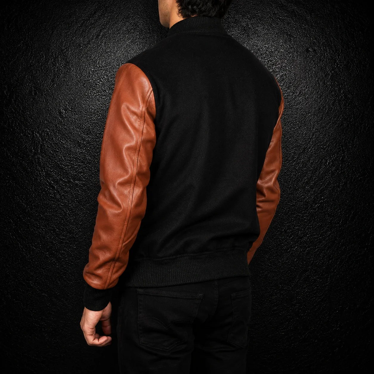 Men's Marlow Brown & Black Hybrid Varsity Jacket alternate
