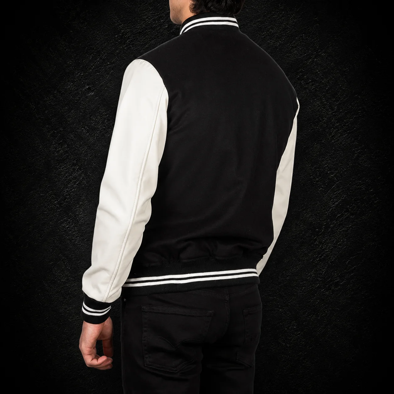 Men's Classic Black & White Varsity Jacket alternate