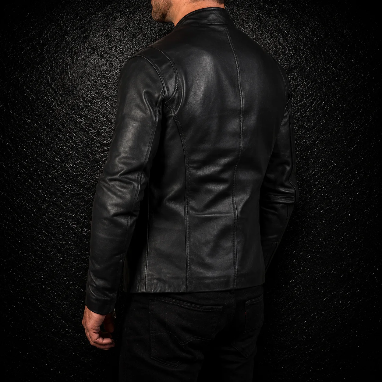 Men's Shadowline Black Leather Cafe Racer Jacket alternate