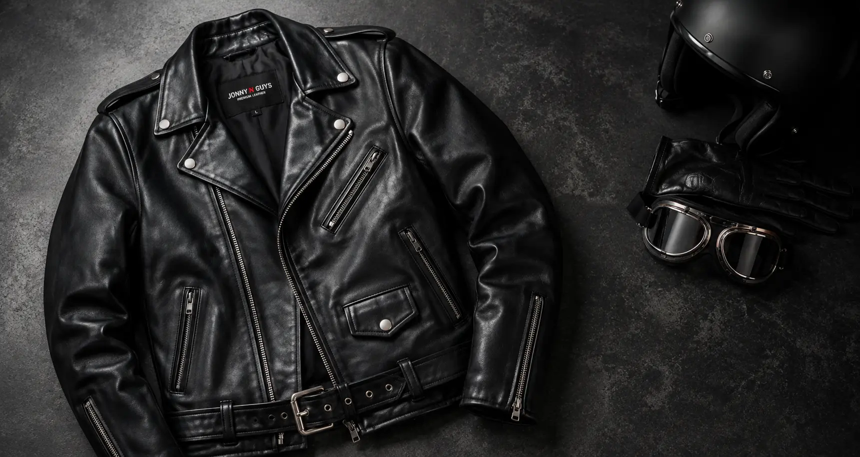 Promo banner leather jacket