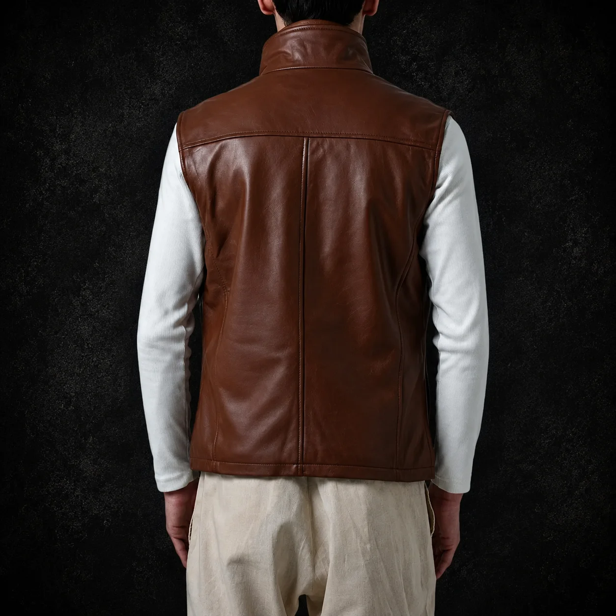 Beckett Waxed Brown Leather Vest alternate