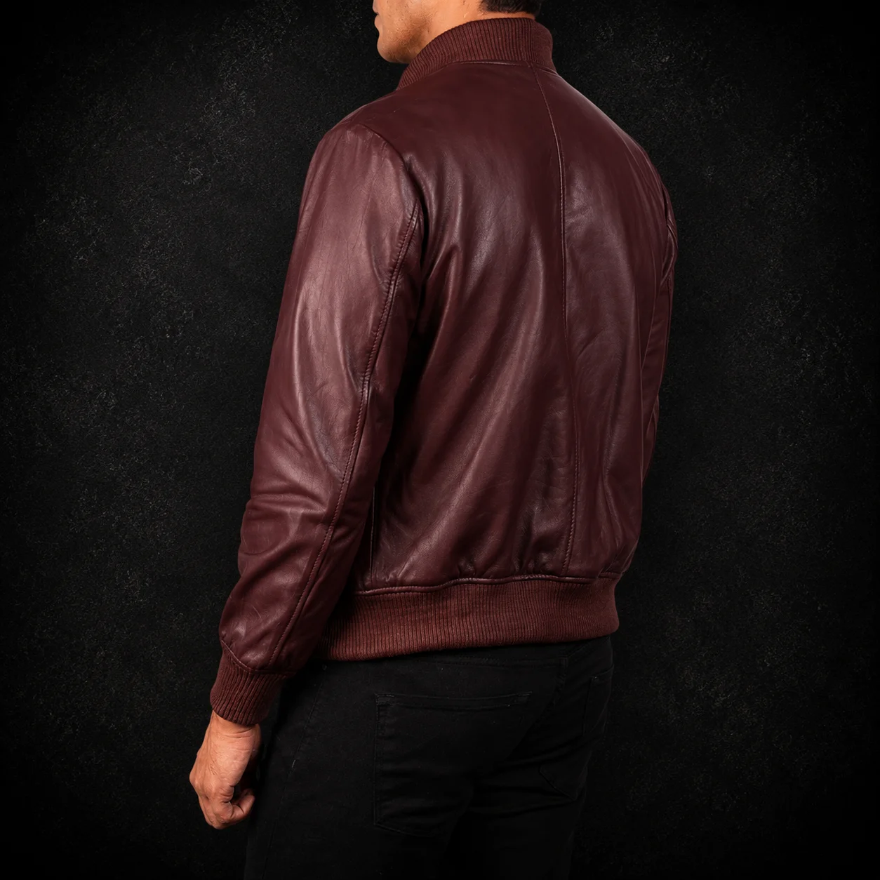 Ashton Maroon Leather Bomber Jacket alternate