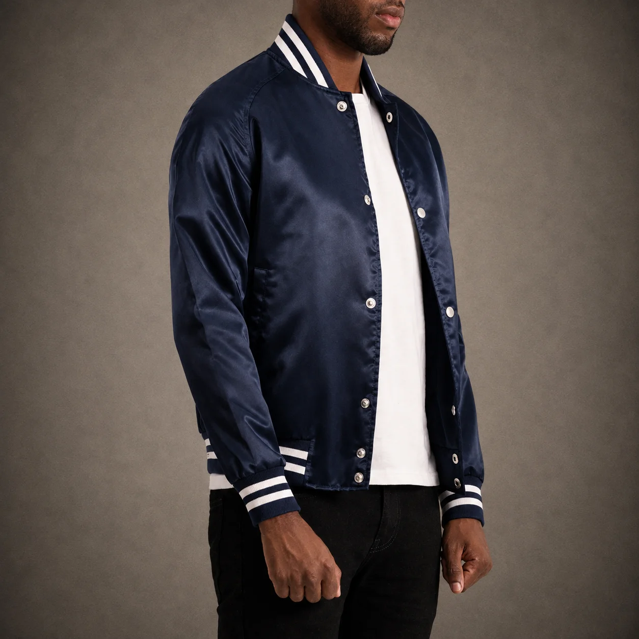 Men's Horizon Blue Satin Varsity Jacket