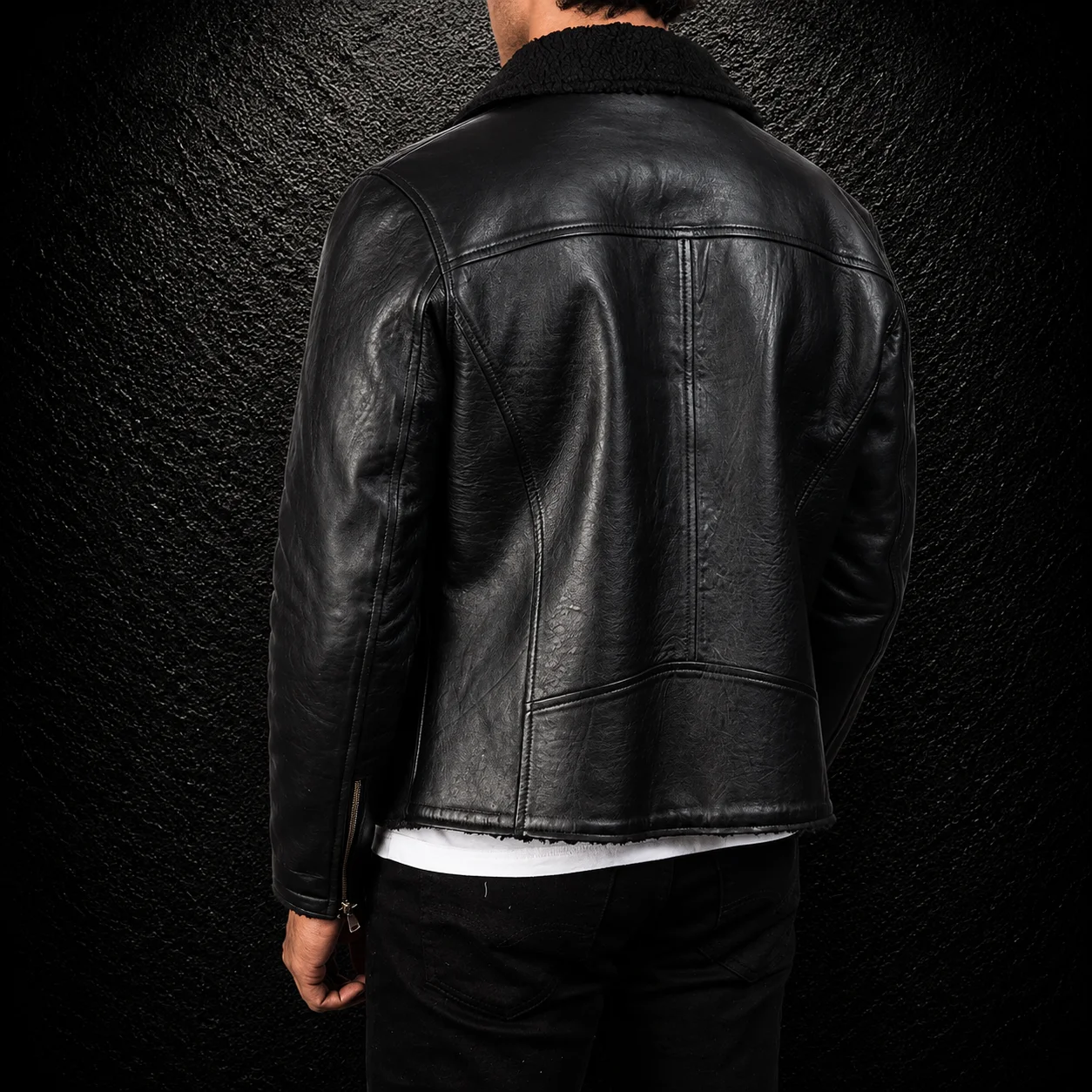 Men's Maverick Black Shearling Leather Jacket alternate