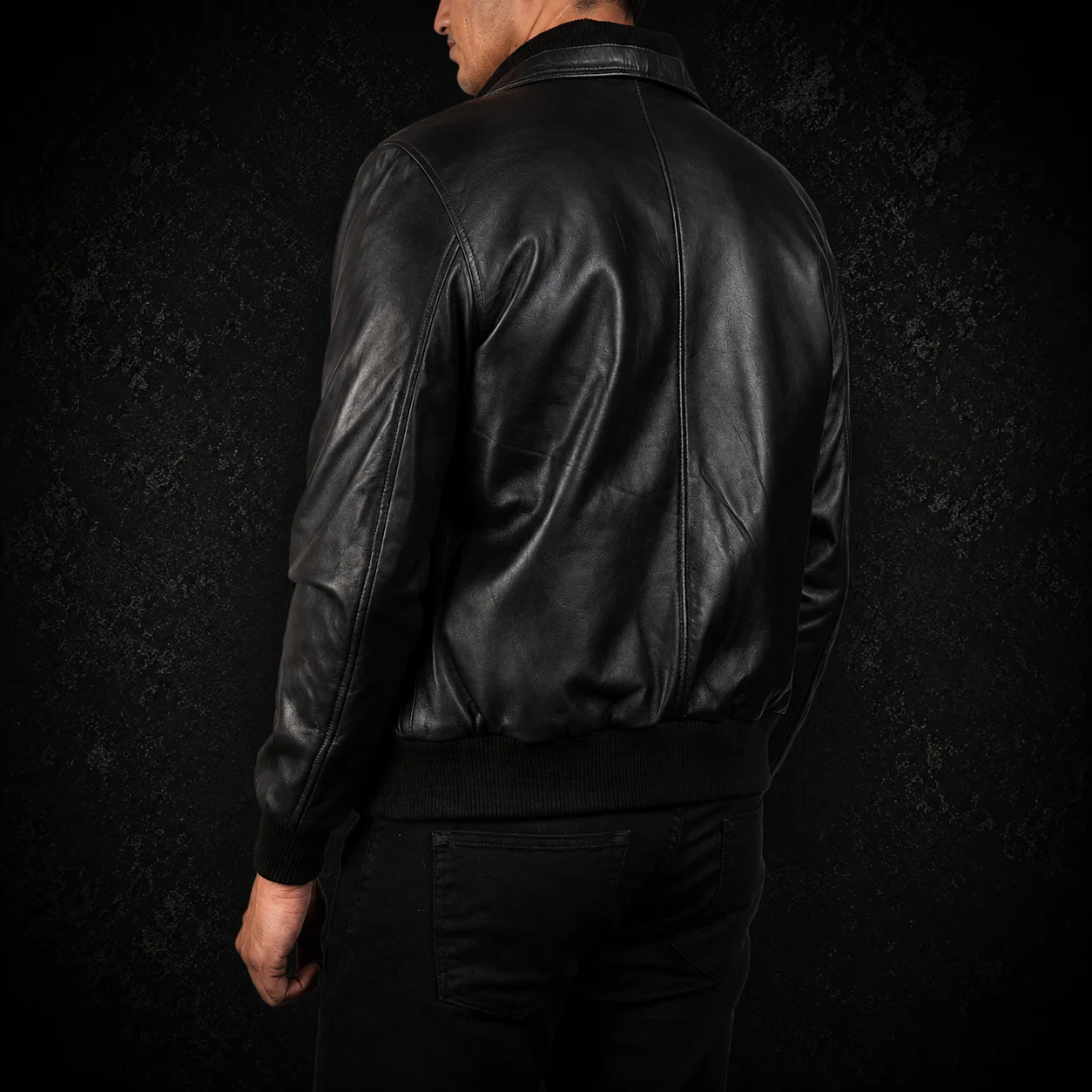 Air Rolf Black Leather Bomber Jacket alternate