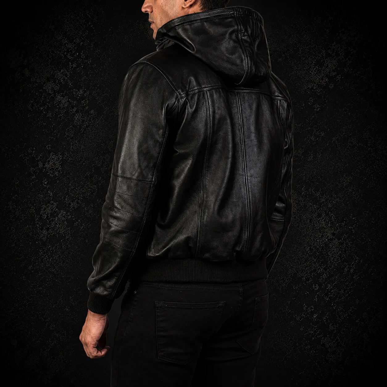 Everett Black Leather Bomber Jacket alternate