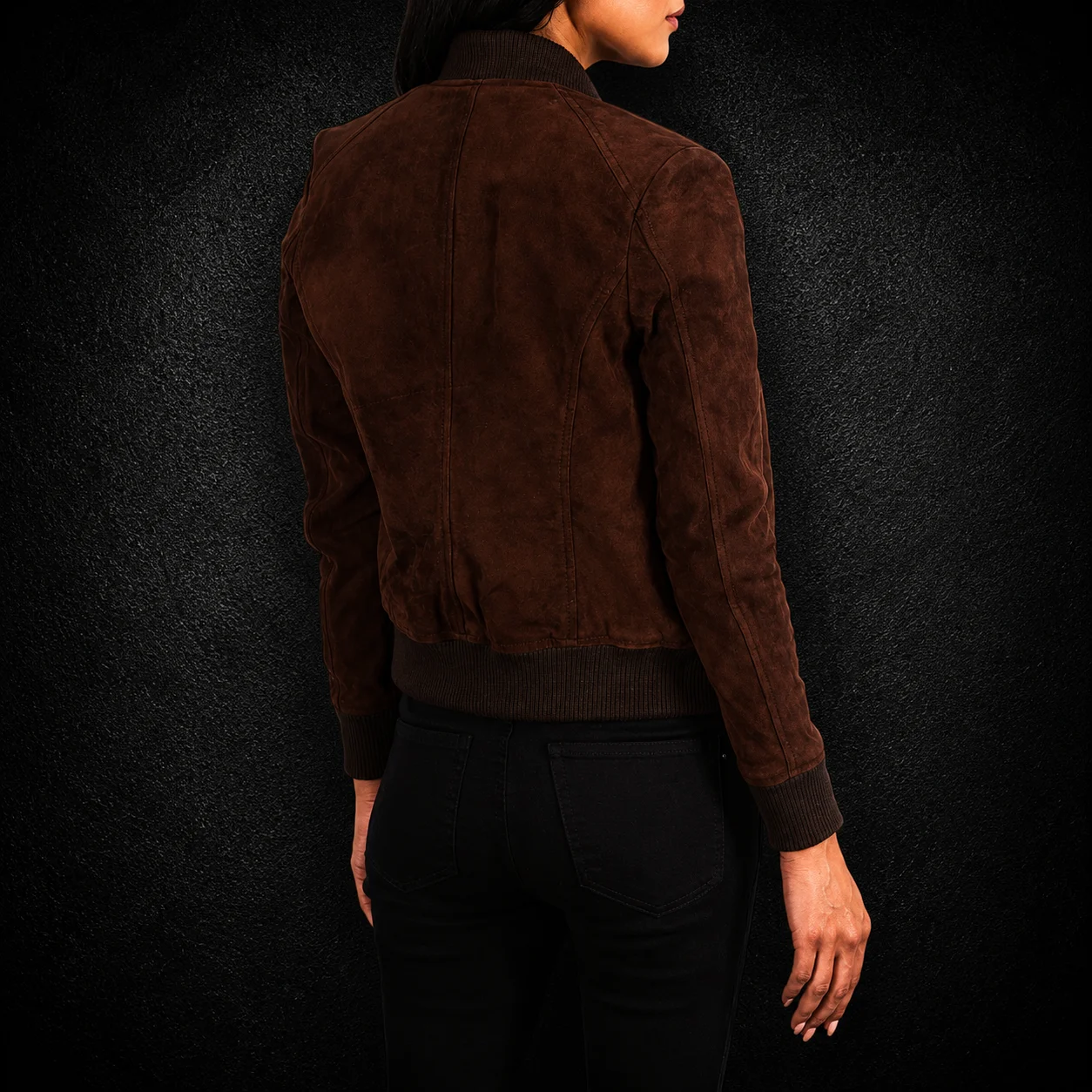 Women’s Bliss Brown Suede Bomber Jacket alternate