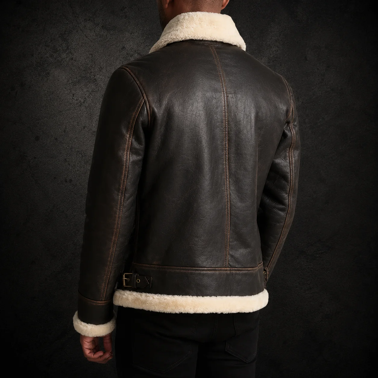 Hudson B-3 Brown & Cream Leather Bomber Jacket alternate