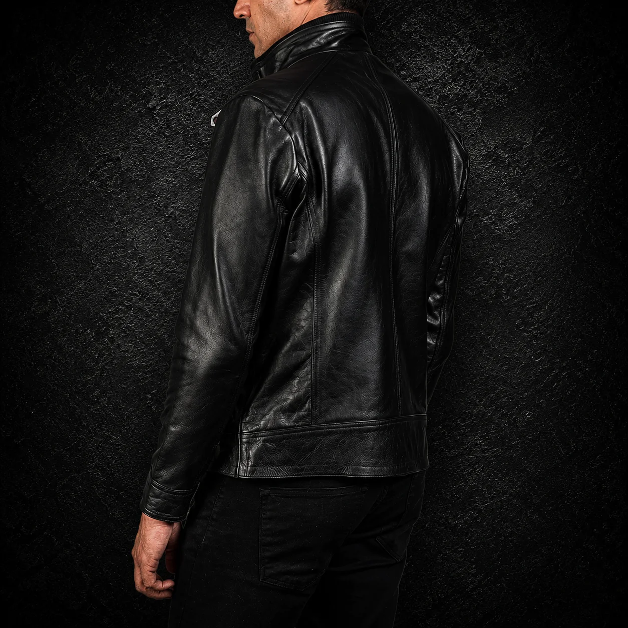 Men's Nightfall Black Leather Biker Jacket alternate