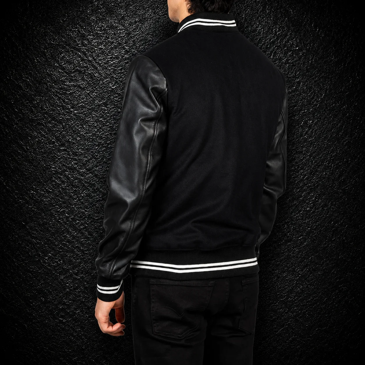 Men's Midtown Black Hybrid Varsity Jacket alternate