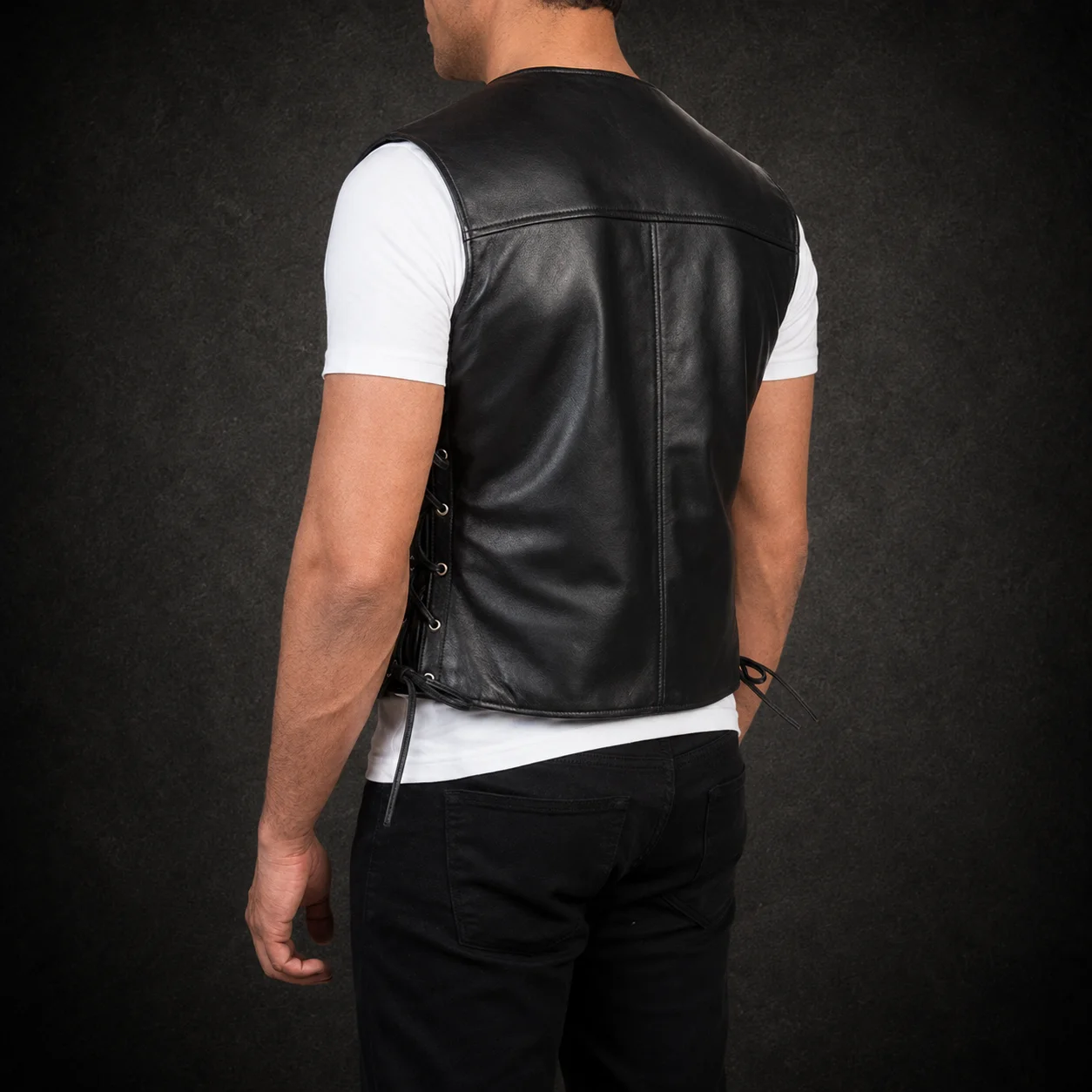 Hayes Black Leather Vest alternate