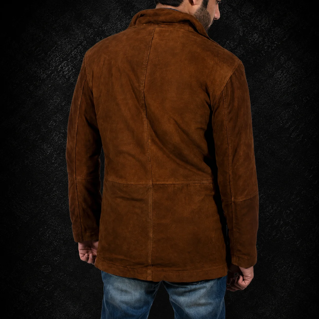 Men's Sheriff Brown Suede Leather Jacket with Faux Fur Lining alternate