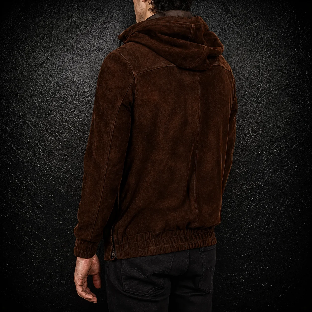 Men's Nomad Mocha Suede Hooded Pullover Jacket alternate