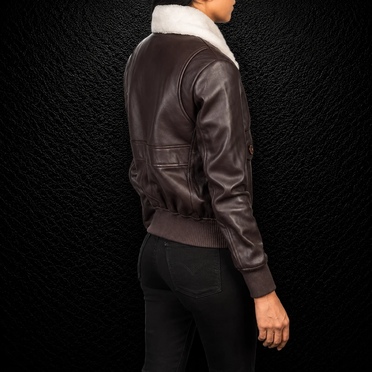 Valeria G-1 Maroon Leather Bomber Jacket alternate
