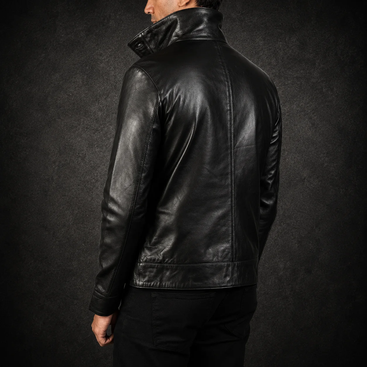 Preston Black Leather Bomber Jacket alternate