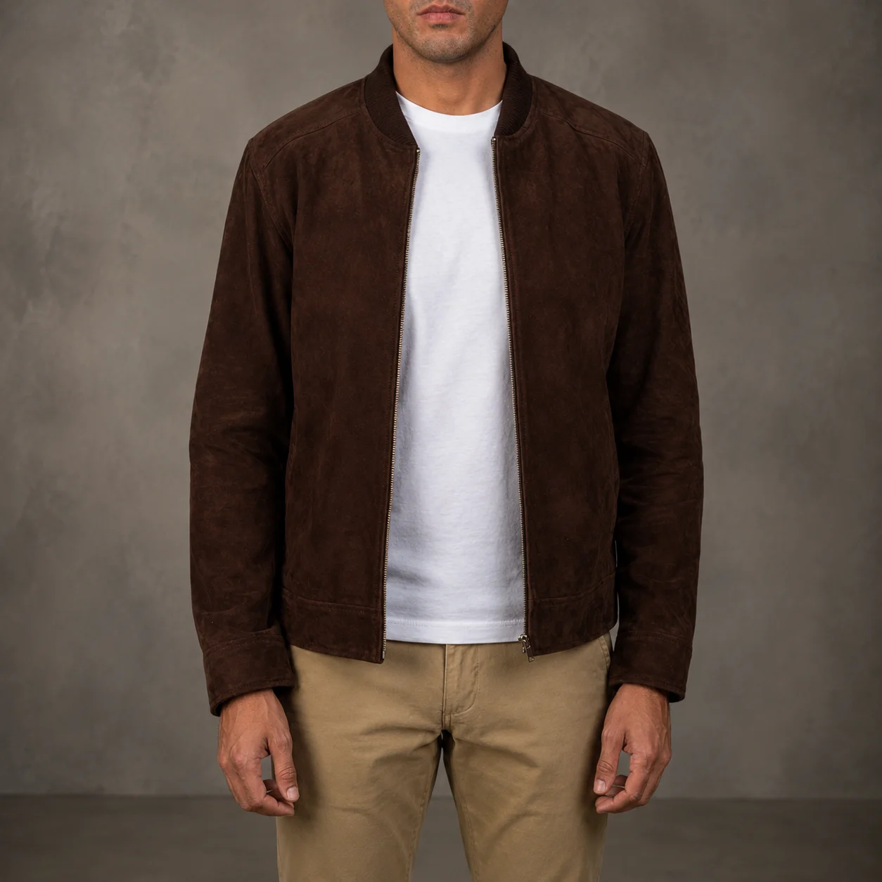 Blain Mocha Suede Bomber Jacket