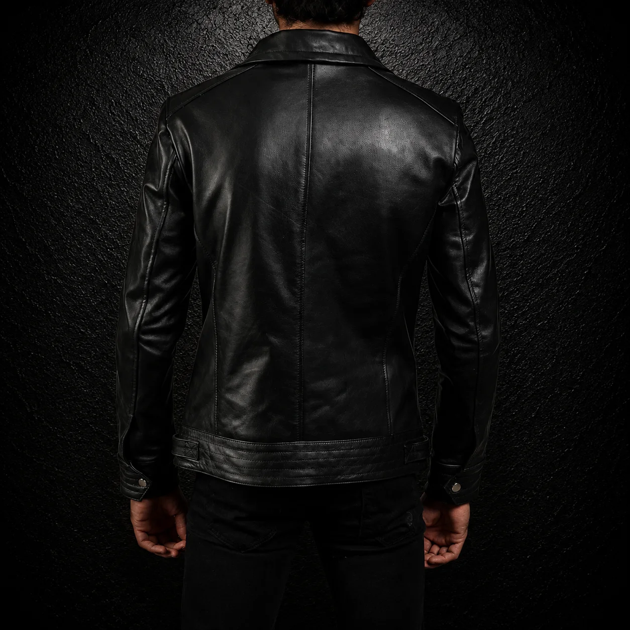 Men's Sentinel Black Cowhide Leather Biker Jacket alternate