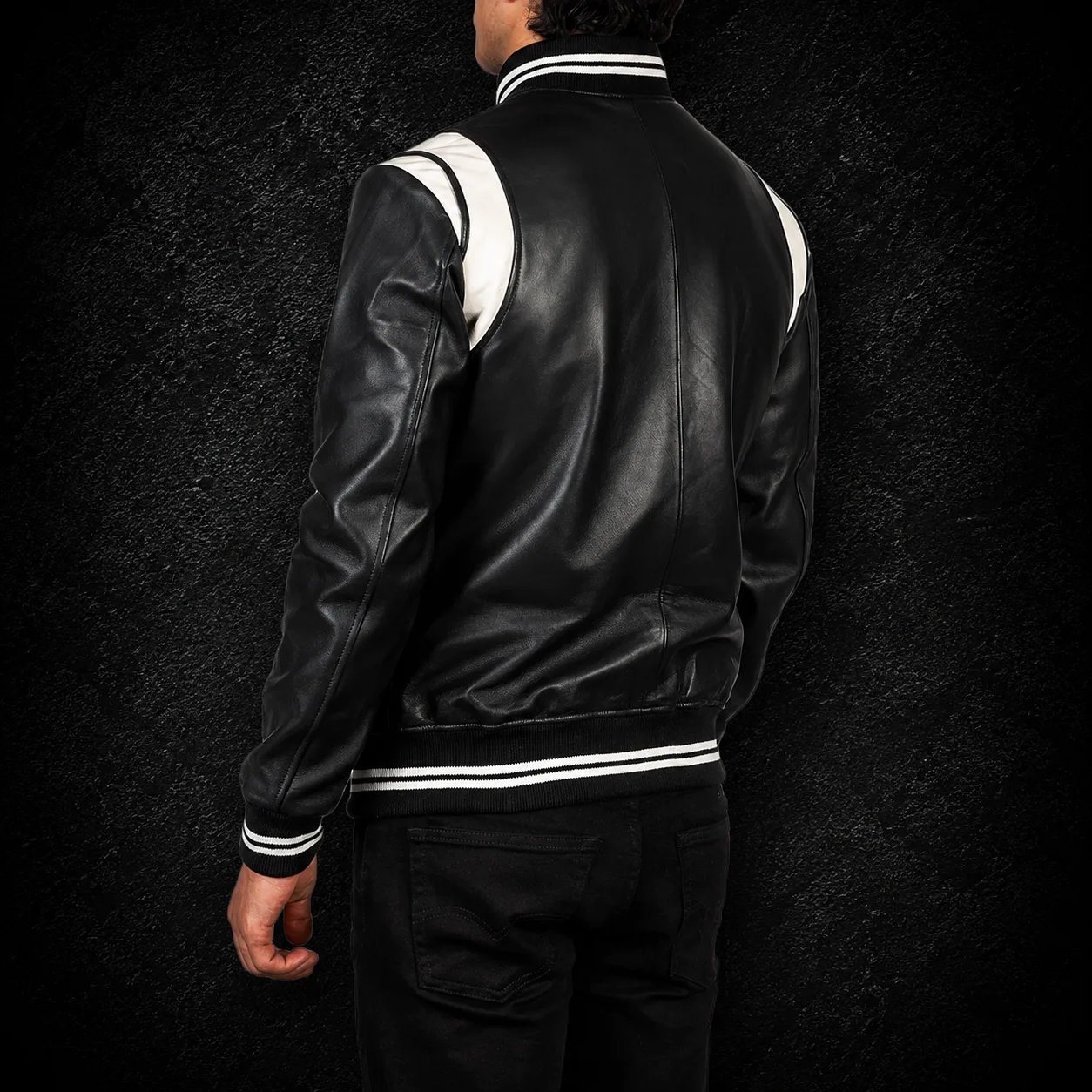 Men's Legacy Black & White Leather Varsity Jacket alternate