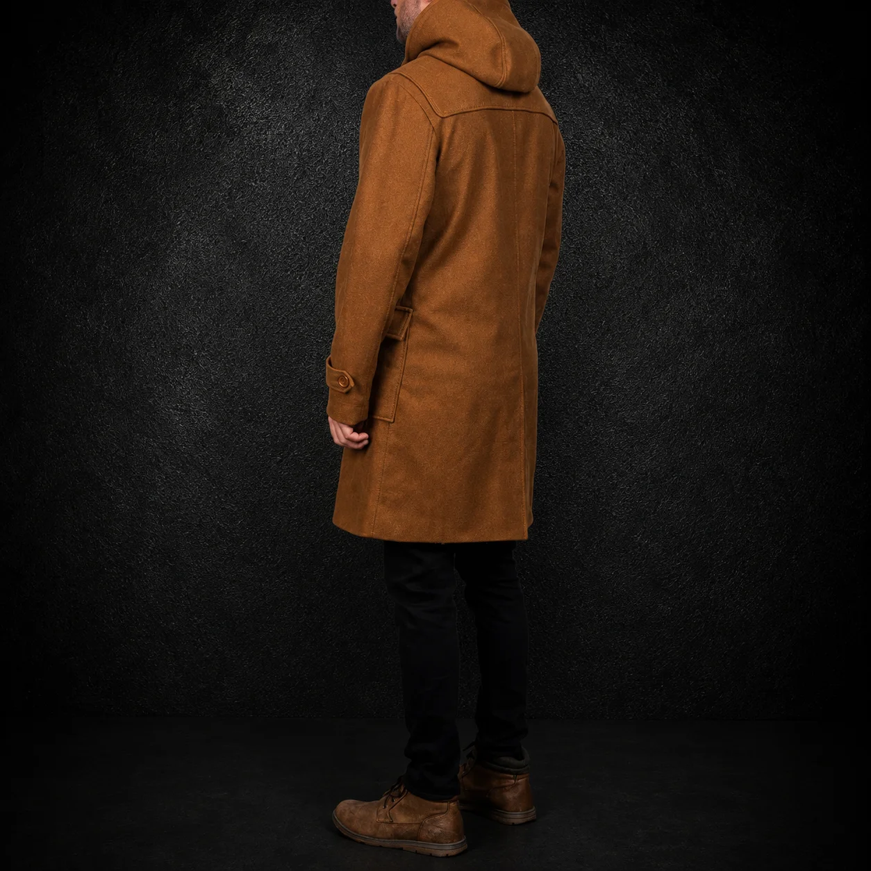 Men’s Drake Khaki Hooded Wool Duffle Coat alternate