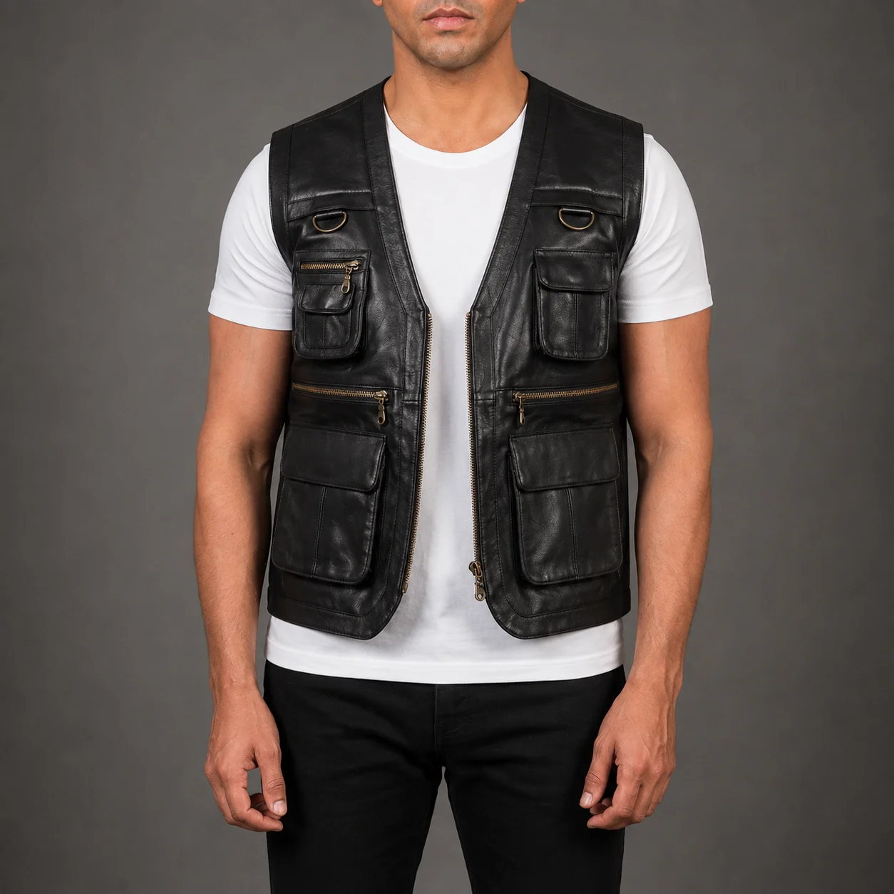 Weston Brown Leather Vest