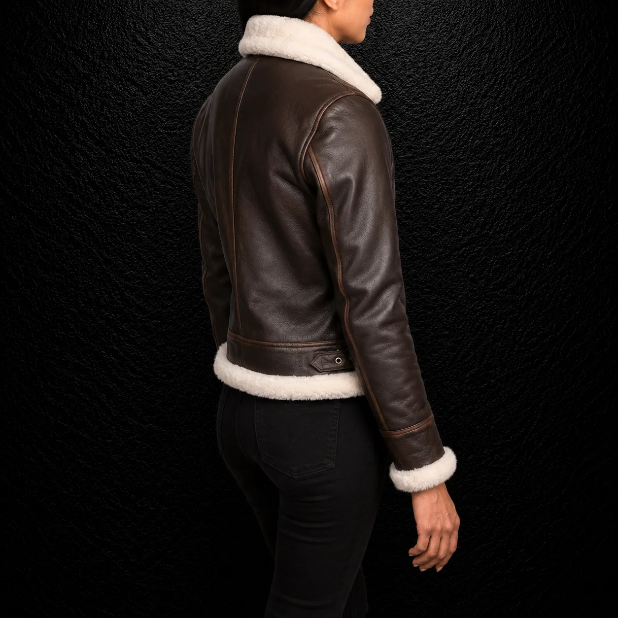 Avery B-3 Brown Shearling Leather Bomber Jacket alternate