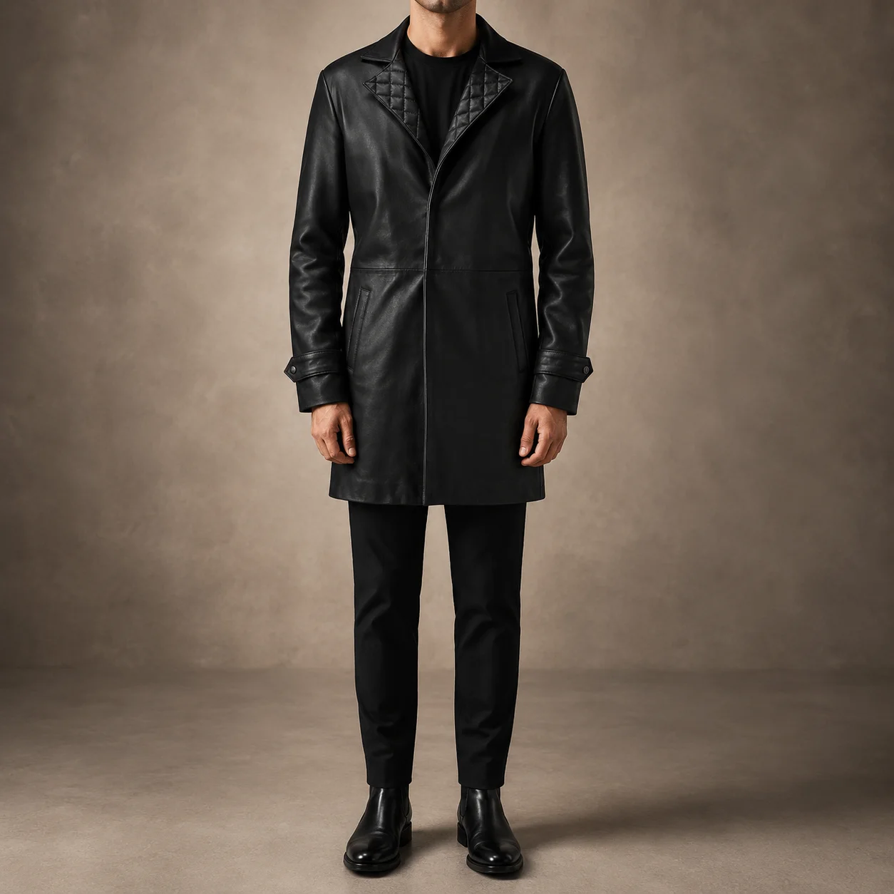 Arden Black Leather Car Coat