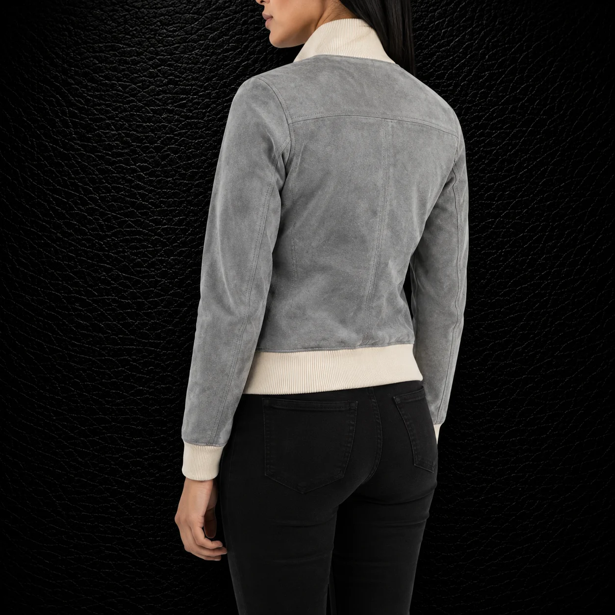 Arden Grey Suede Bomber Jacket alternate