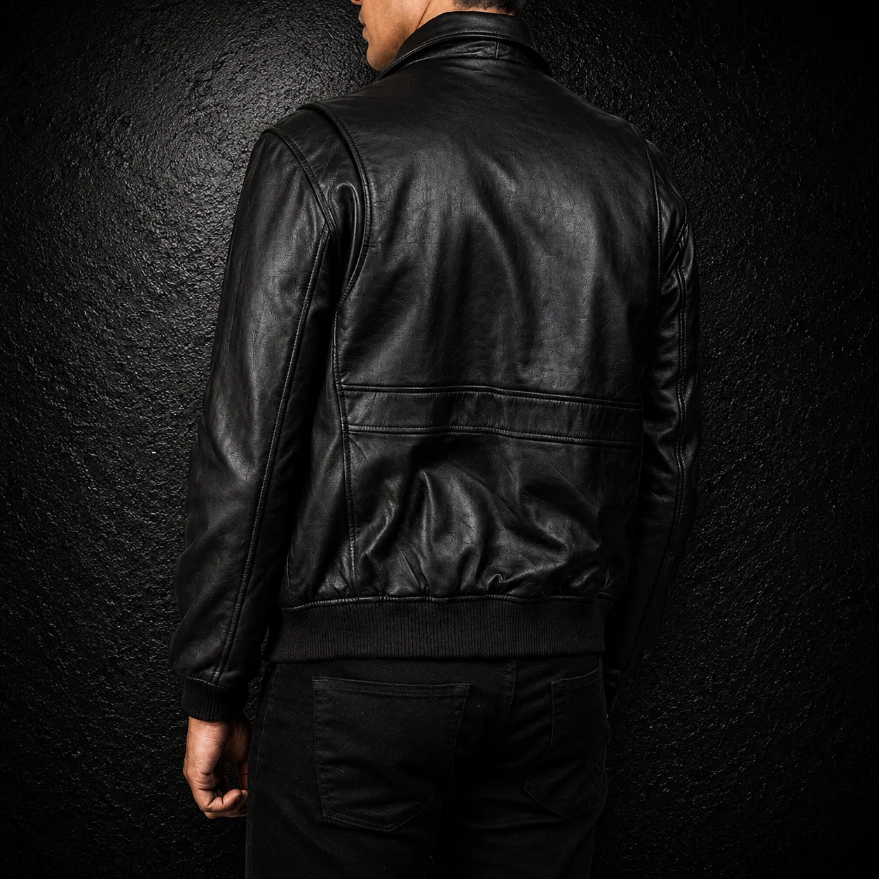 Men's Aviator Black A-2 Leather Bomber Jacket alternate