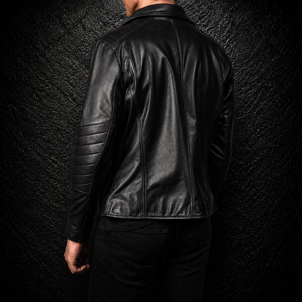 Men's Vortex Black Cowhide Leather Biker Jacket alternate