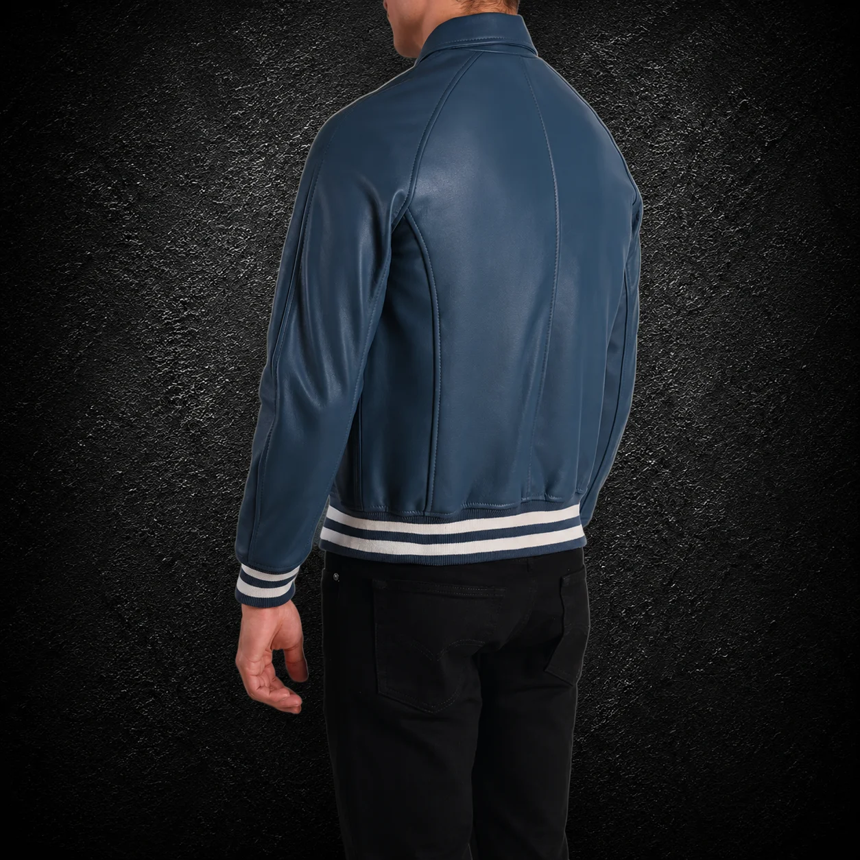 Men's Kingston Blue Leather Varsity Jacket alternate