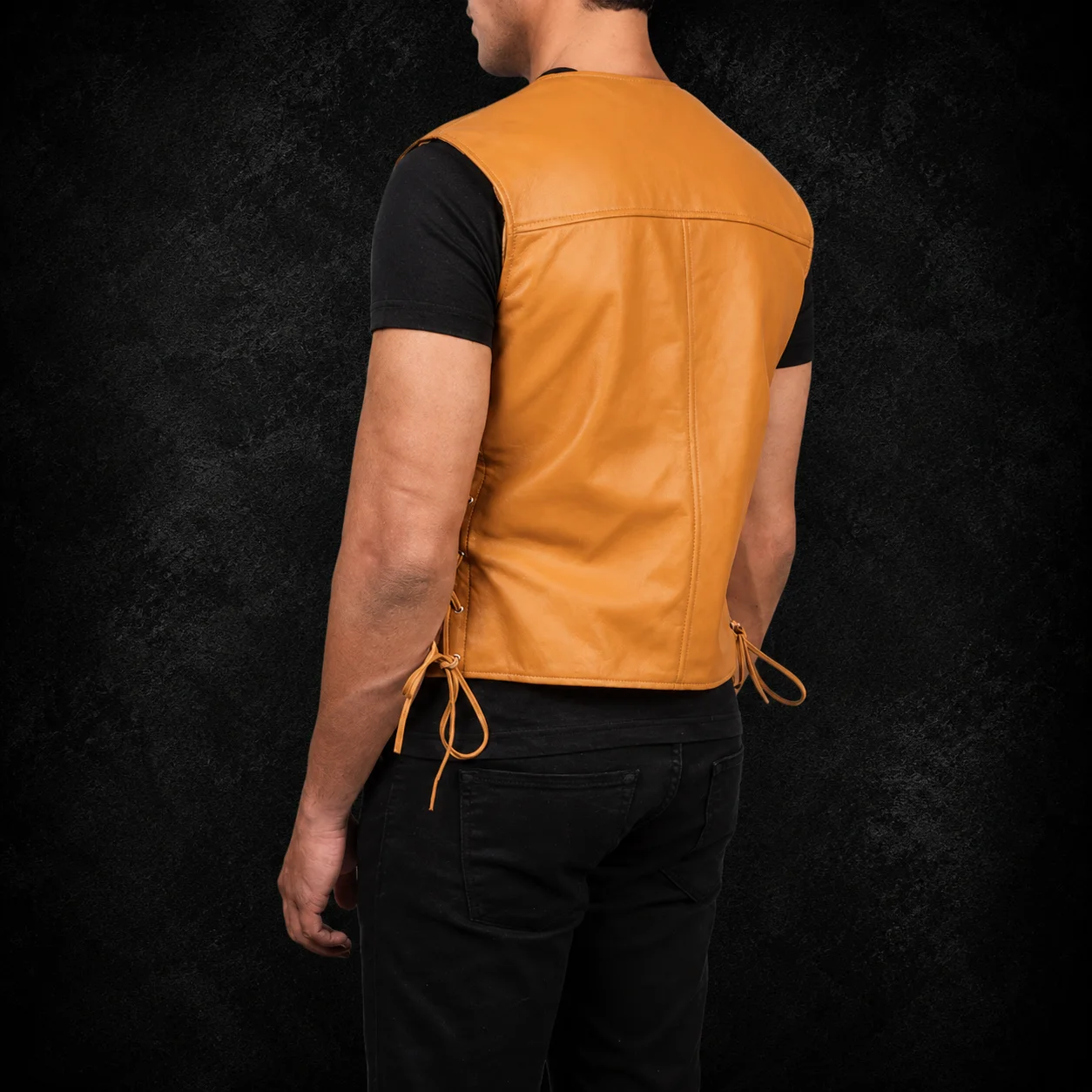 Hayes Tan Brown Leather Vest alternate