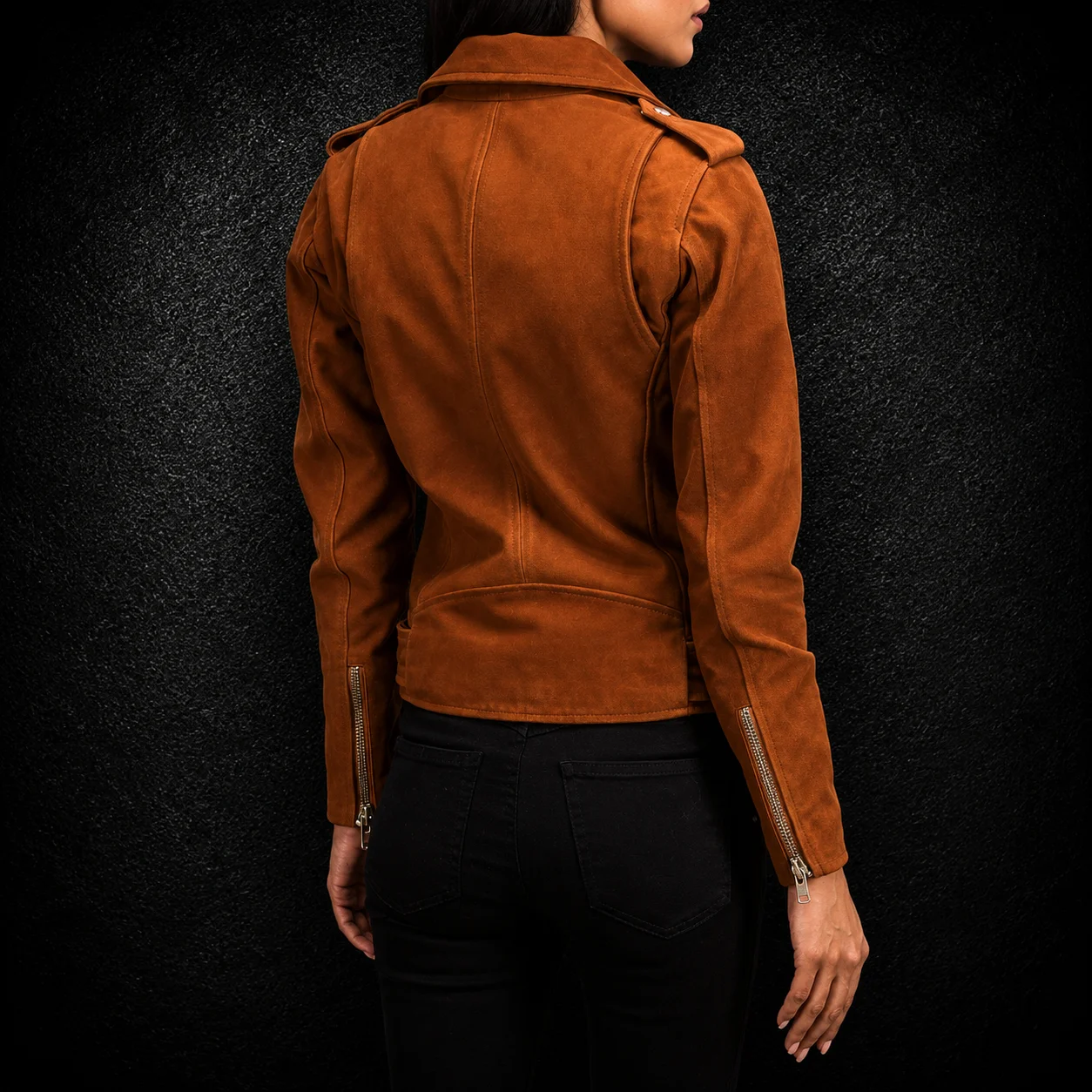 Women’s Alison Brown Suede Biker Jacket alternate
