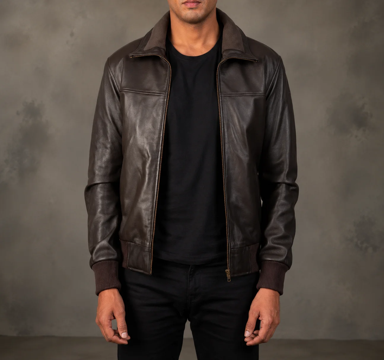 Alden Brown Leather Bomber Jacket